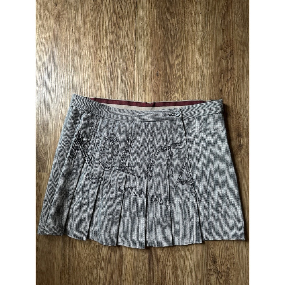 VTG Nolita North Little Italy Y2K Wool And Khaki Mini Pleated Skirt Streetwear